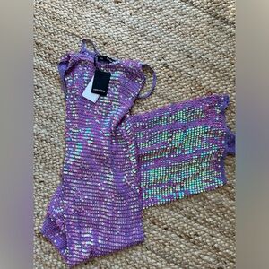 Retrofete Sequin Marie Dress in Purple/Pink